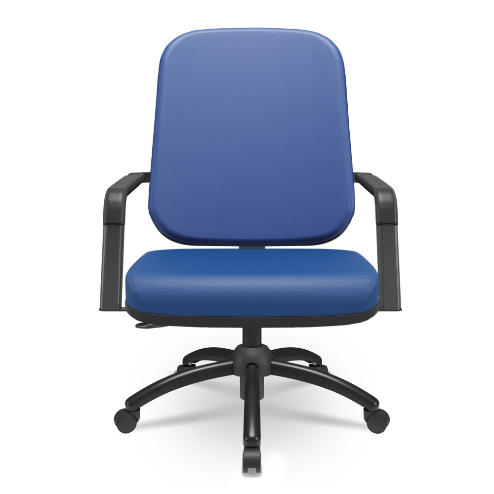 Kit Cadeira de Escritório Giratória e 2 Cadeiras Fixas Preta Magno P03 Vinil Azul - Lyam Decor
