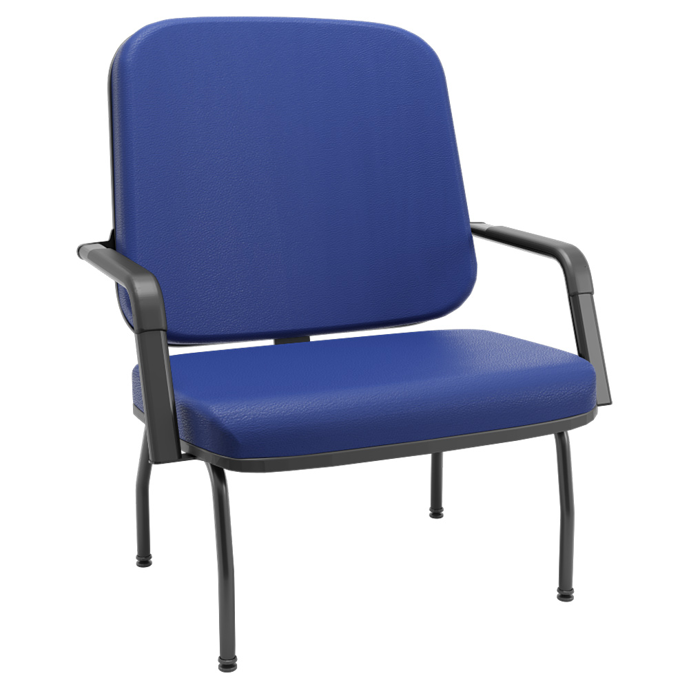 Kit Cadeira de Escritório Giratória e 2 Cadeiras Fixas Preta Magno P03 Vinil Azul - Lyam Decor