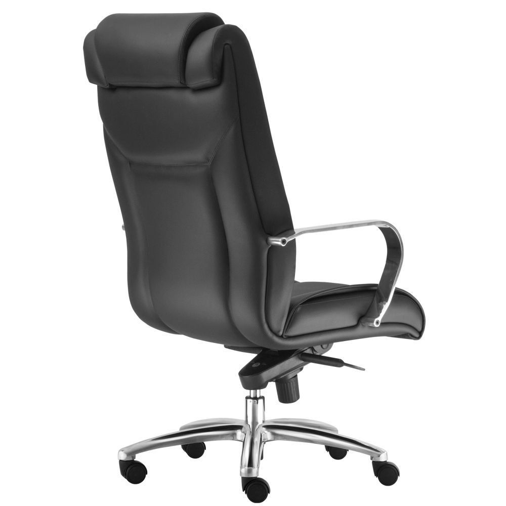 Kit Cadeira de Escritório Presidente com 02 Cadeiras Fixas New Onix F02 Couro Ecológico Preto - Lyam Decor