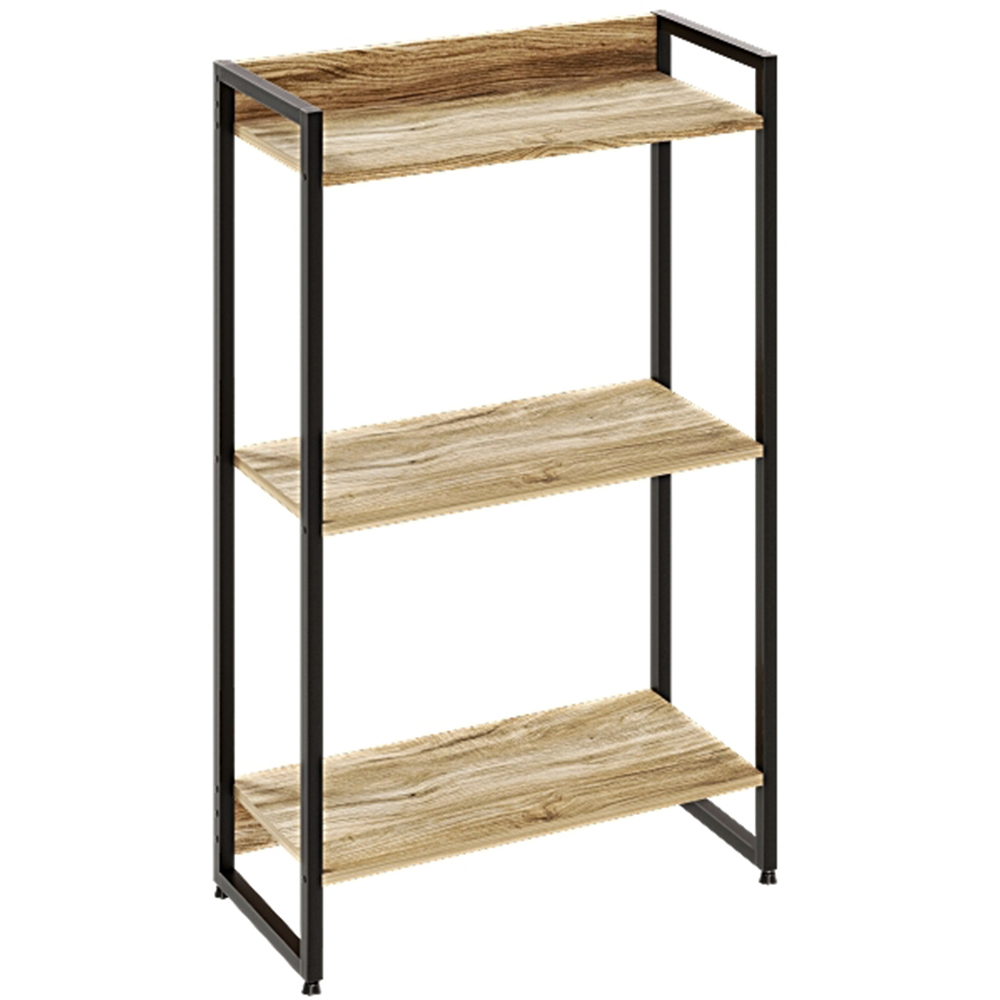 Kit Escritório Estante Areta 3 Prateleiras Mesa Industrial Aspen 135cm C01 Carvalho - Lyam Decor