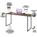 Kit Escritório Estante Areta 3 Prateleiras com Mesa Industrial Aspen 135cm C01 Nogal - Lyam Decor