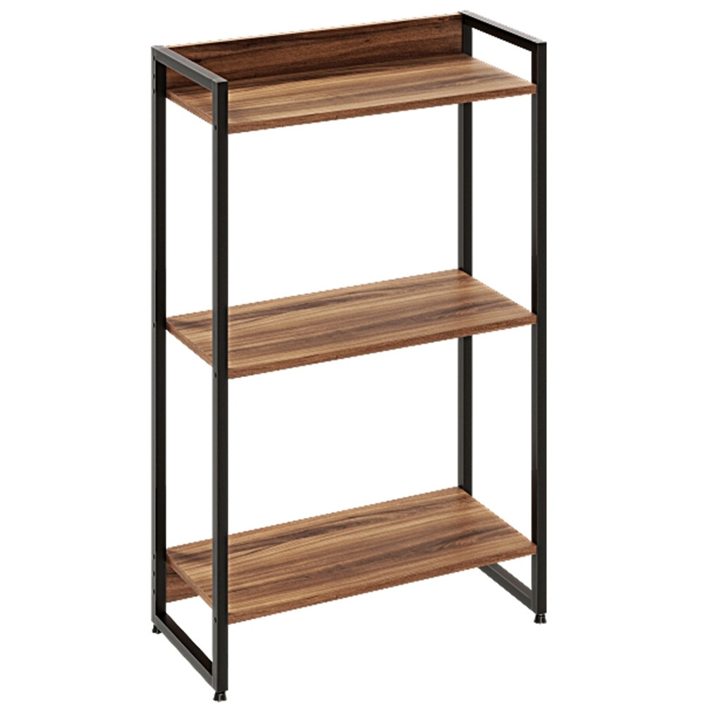 Kit Escritório Estante Areta 3 Prateleiras com Mesa Industrial Aspen 150cm C01 Nogal - Lyam Decor