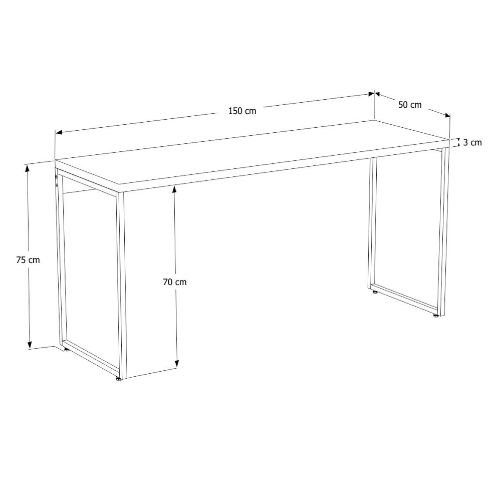 Kit Escritório Estante Areta 3 Prateleiras com Mesa Industrial Aspen 150cm C01 Onix - Lyam Decor