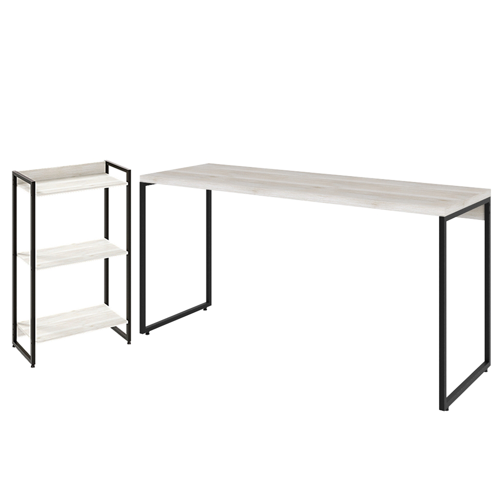 Kit Escritório Estante Areta 3 Prateleiras com Mesa Industrial Aspen 150cm C01 Snow - Lyam Decor
