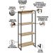 Kit Escritório Estante Areta 4 Prateleiras Mesa Industrial Aspen 120cm C01 Carvalho - Lyam Decor