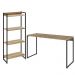 Kit Escritório Estante Areta 4 Prateleiras Mesa Industrial Aspen 135cm C01 Carvalho - Lyam Decor