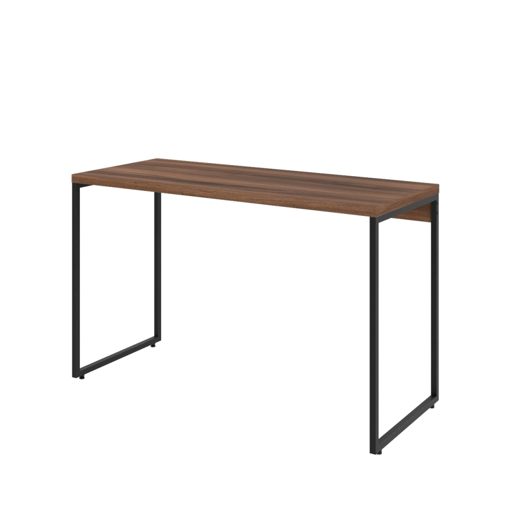 Kit Escritório Estante Areta 4 Prateleiras com Mesa Industrial Aspen 120cm C01 Nogal - Lyam Decor