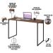Kit Escritório Estante Areta 4 Prateleiras com Mesa Industrial Aspen 120cm C01 Nogal - Lyam Decor