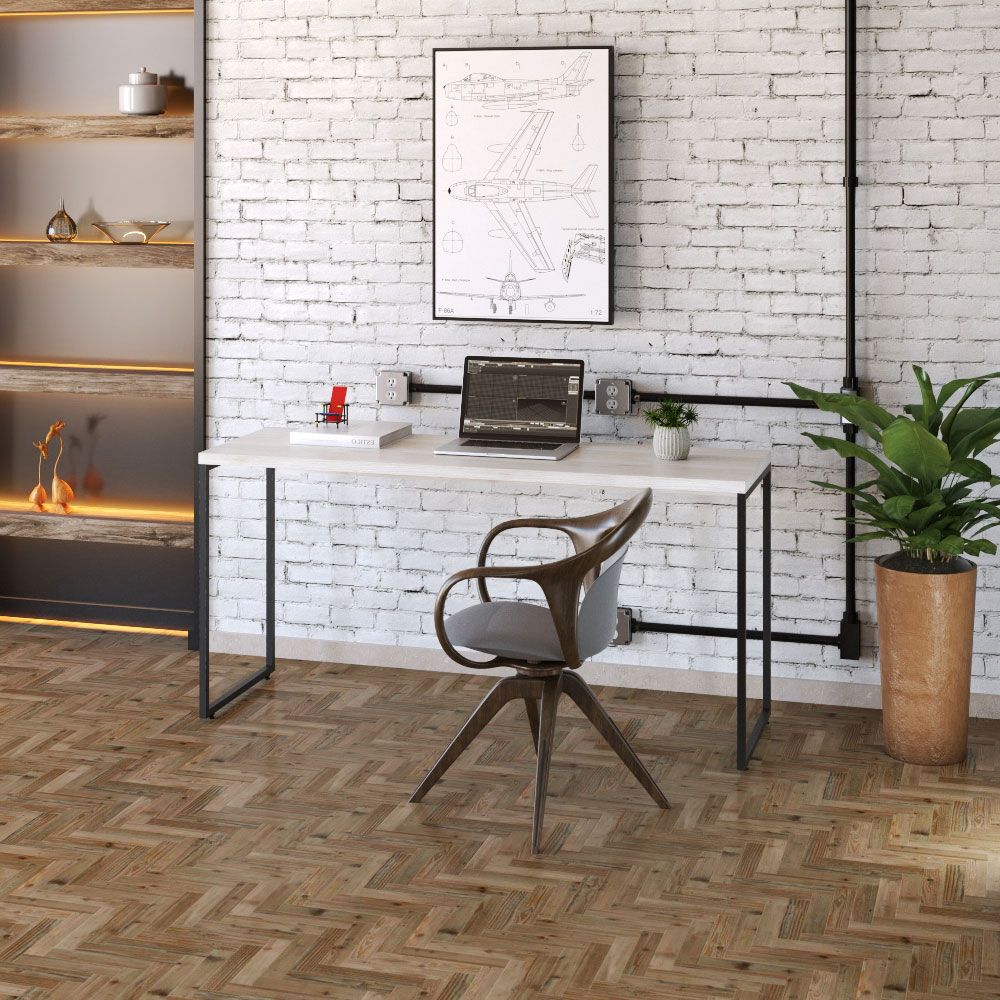 Kit Escritório Estante Areta 4 Prateleiras com Mesa Industrial Aspen 150cm C01 Snow - Lyam Decor