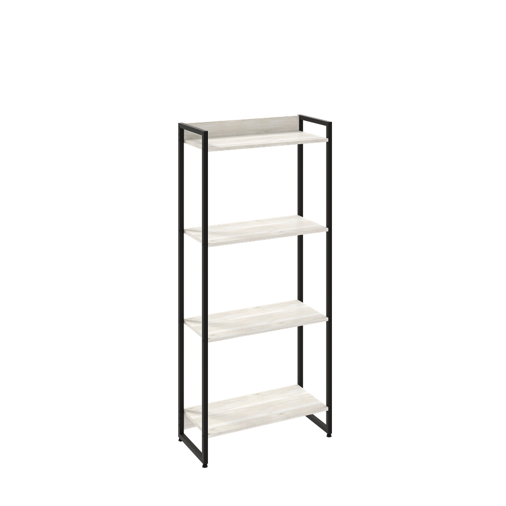 Kit Escritório Estante Areta 4 Prateleiras com Mesa Industrial Aspen 150cm C01 Snow - Lyam Decor