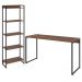 Kit Escritório Estante Areta 5 Prateleiras com Mesa Industrial Aspen 135cm C01 Nogal - Lyam Decor