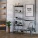 Kit Escritório Estante Areta 5 Prateleiras com Mesa Industrial Aspen 135cm C01 Onix - Lyam Decor