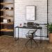 Kit Escritório Estante Areta 5 Prateleiras com Mesa Industrial Aspen 135cm C01 Onix - Lyam Decor