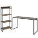 Kit Estante Areta 4 Prateleiras com Mesa Industrial Aspen 135cm C01 Carvalho Dark - Lyam Decor