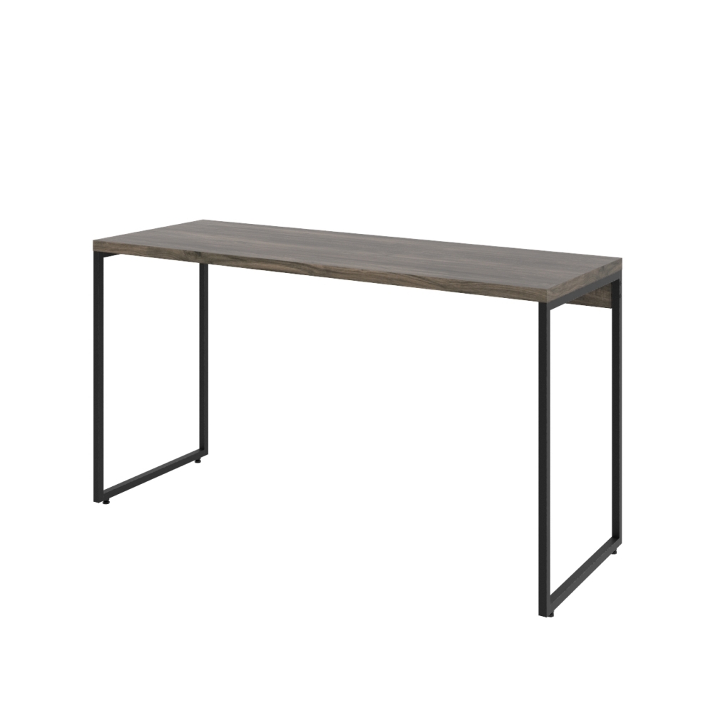 Kit Estante Areta 4 Prateleiras com Mesa Industrial Aspen 135cm C01 Carvalho Dark - Lyam Decor