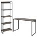 Kit Estante Areta 5 Prateleiras com Mesa Industrial Aspen 120cm C01 Carvalho Dark - Lyam Decor