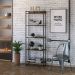 Kit Estante Areta 5 Prateleiras com Mesa Industrial Aspen 120cm C01 Carvalho Dark - Lyam Decor
