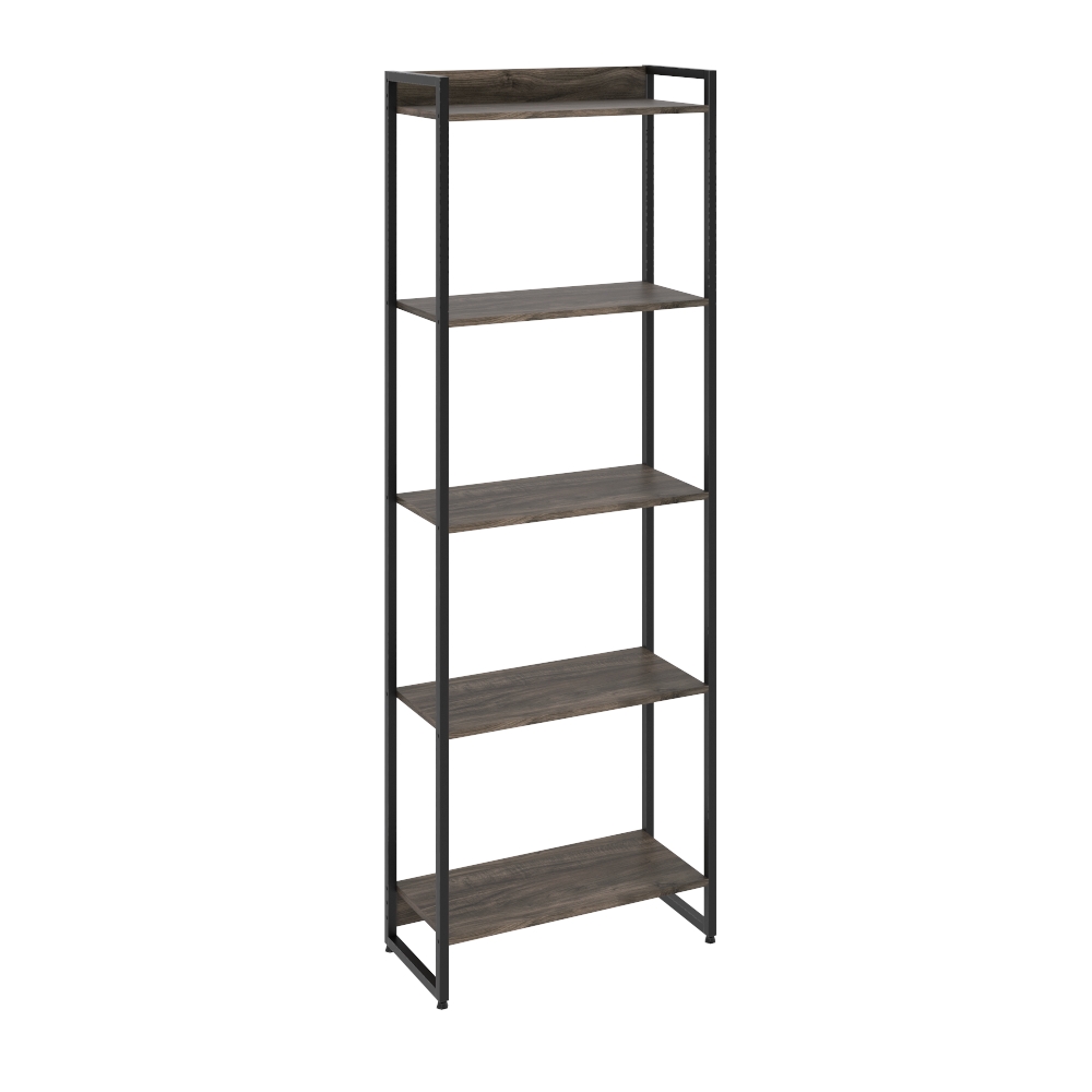 Kit Estante Areta 5 Prateleiras com Mesa Industrial Aspen 120cm C01 Carvalho Dark - Lyam Decor