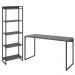 Kit Estante Areta 5 Prateleiras com Mesa Industrial Aspen 135cm C01 Carvalho Dark - Lyam Decor