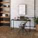 Kit Estante Areta 5 Prateleiras com Mesa Industrial Aspen 135cm C01 Carvalho Dark - Lyam Decor