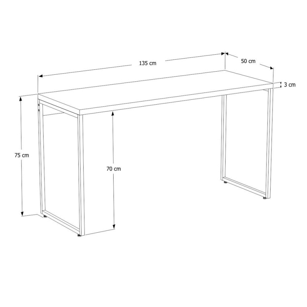 Kit Estante Areta 5 Prateleiras com Mesa Industrial Aspen 135cm C01 Carvalho Dark - Lyam Decor