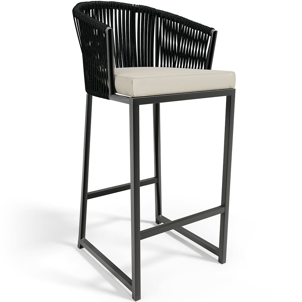 Kit Mesa Bistrô Maya Com 03 Banquetas Área Gourmet Bar Corda Náutica Sunset D04 Preto - Lyam Decor
