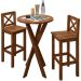 Kit Mesa Bistrô Redonda Com 2 Banquetas Madeira Maciça Cerâmica New Rústico W02 Imbuia - Lyam Decor