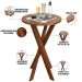 Kit Mesa Bistrô Redonda Com 2 Banquetas Madeira Maciça Cerâmica New Rústico W02 Imbuia - Lyam Decor