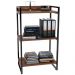 Kit Mesa Cavalete 135 cm com Estante 3 Prateleiras Estilo Industrial Form C01 Nogal - Lyam Decor