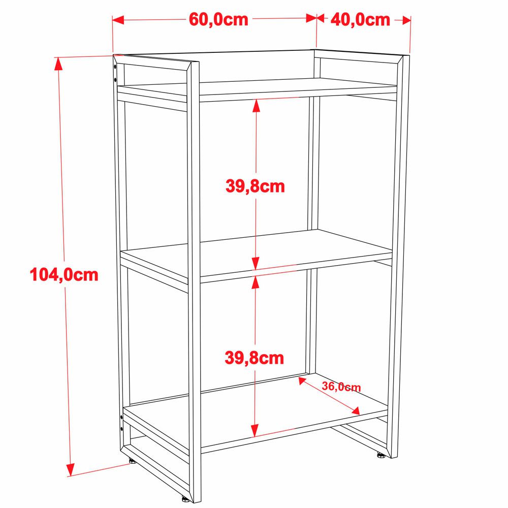 Kit Mesa Cavalete 135 cm com Estante 3 Prateleiras Estilo Industrial Form C01 Nogal - Lyam Decor