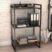 Kit Mesa Cavalete 135 cm com Estante 3 Prateleiras Estilo Industrial Form C01 Preto Onix - Lyam Decor