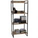 Kit Mesa Cavalete 135 cm com Estante 4 Prateleiras Estilo Industrial Form C01 Carvalho - Lyam Decor