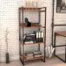 Kit Mesa Cavalete 135 cm com Estante 4 Prateleiras Estilo Industrial Form C01 Nogal - Lyam Decor