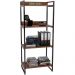 Kit Mesa Cavalete 135 cm com Estante 4 Prateleiras Estilo Industrial Form C01 Nogal - Lyam Decor