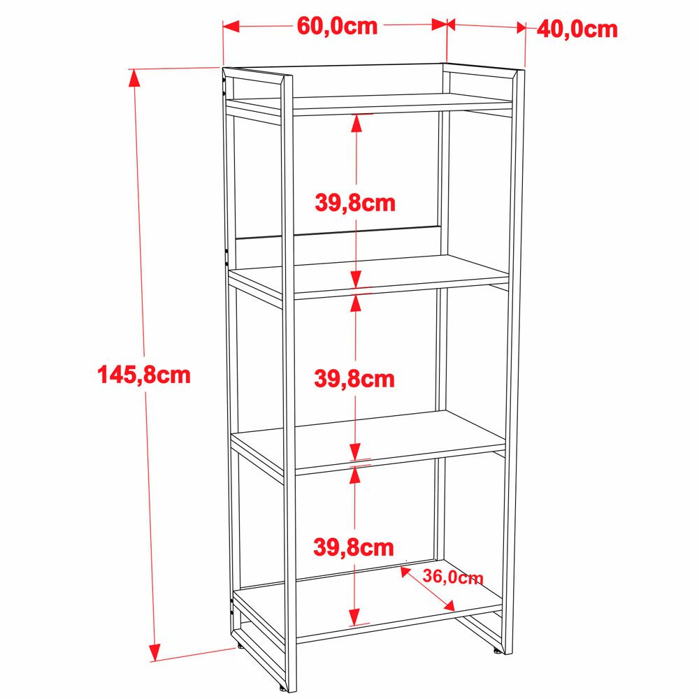 Kit Mesa Cavalete 135 cm com Estante 4 Prateleiras Estilo Industrial Form C01 Nogal - Lyam Decor