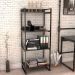 Kit Mesa Cavalete 135 cm com Estante 4 Prateleiras Estilo Industrial Form C01 Preto Onix - Lyam Decor