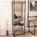 Kit Mesa Cavalete 135 cm com Estante 5 Prateleiras Estilo Industrial Form C01 Carvalho - Lyam Decor