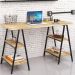 Kit Mesa Cavalete 135 cm com Estante 5 Prateleiras Estilo Industrial Form C01 Carvalho - Lyam Decor