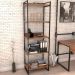Kit Mesa Cavalete 135 cm com Estante 5 Prateleiras Estilo Industrial Form C01 Nogal - Lyam Decor