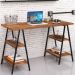 Kit Mesa Cavalete 135 cm com Estante 5 Prateleiras Estilo Industrial Form C01 Nogal - Lyam Decor