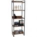 Kit Mesa Cavalete 135 cm com Estante 5 Prateleiras Estilo Industrial Form C01 Nogal - Lyam Decor