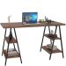 Kit Mesa Cavalete 135 cm com Estante 5 Prateleiras Estilo Industrial Form C01 Nogal - Lyam Decor