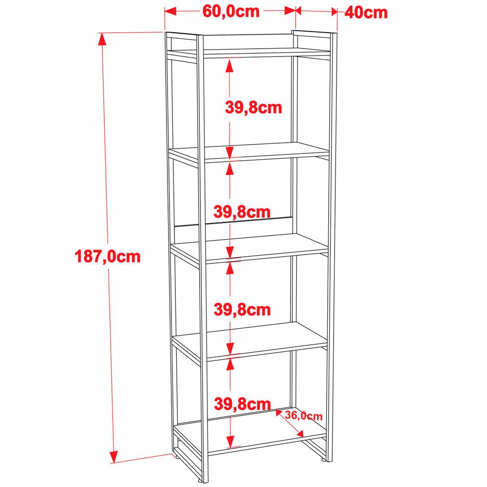 Kit Mesa Cavalete 135 cm com Estante 5 Prateleiras Estilo Industrial Form C01 Nogal - Lyam Decor