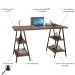 Kit Mesa Cavalete 135 cm com Estante 5 Prateleiras Estilo Industrial Form C01 Nogal - Lyam Decor