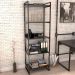 Kit Mesa Cavalete 135 cm com Estante 5 Prateleiras Estilo Industrial Form C01 Preto Onix - Lyam Decor