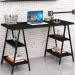 Kit Mesa Cavalete 135 cm com Estante 5 Prateleiras Estilo Industrial Form C01 Preto Onix - Lyam Decor