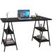 Kit Mesa Cavalete 135 cm com Estante 5 Prateleiras Estilo Industrial Form C01 Preto Onix - Lyam Decor