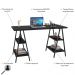 Kit Mesa Cavalete 135 cm com Estante 5 Prateleiras Estilo Industrial Form C01 Preto Onix - Lyam Decor