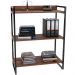 Kit Mesa Cavalete 150 cm com Estante 3 Prateleiras Estilo Industrial Form C01 Nogal - Lyam Decor