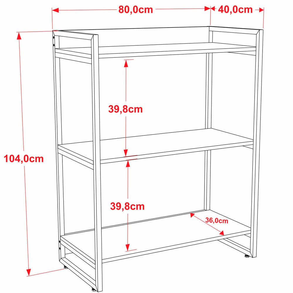 Kit Mesa Cavalete 150 cm com Estante 3 Prateleiras Estilo Industrial Form C01 Nogal - Lyam Decor